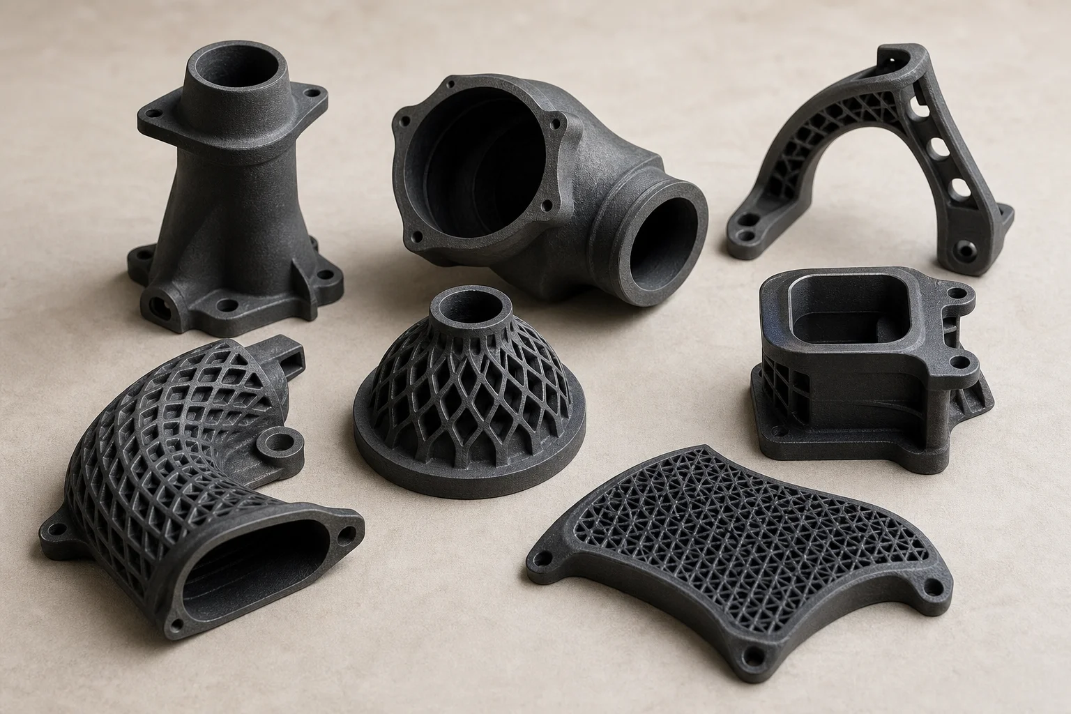 Pièces imprimées en 3D haute température brillantes ou montées dans un contexte de compartiment moteur