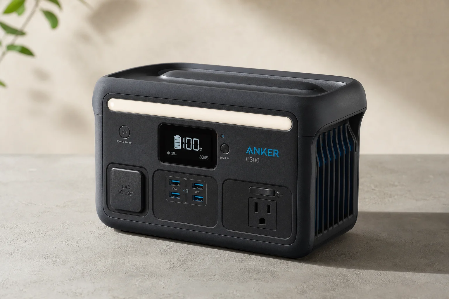 Collection of portable power stations from compact to large capacity models on concrete
