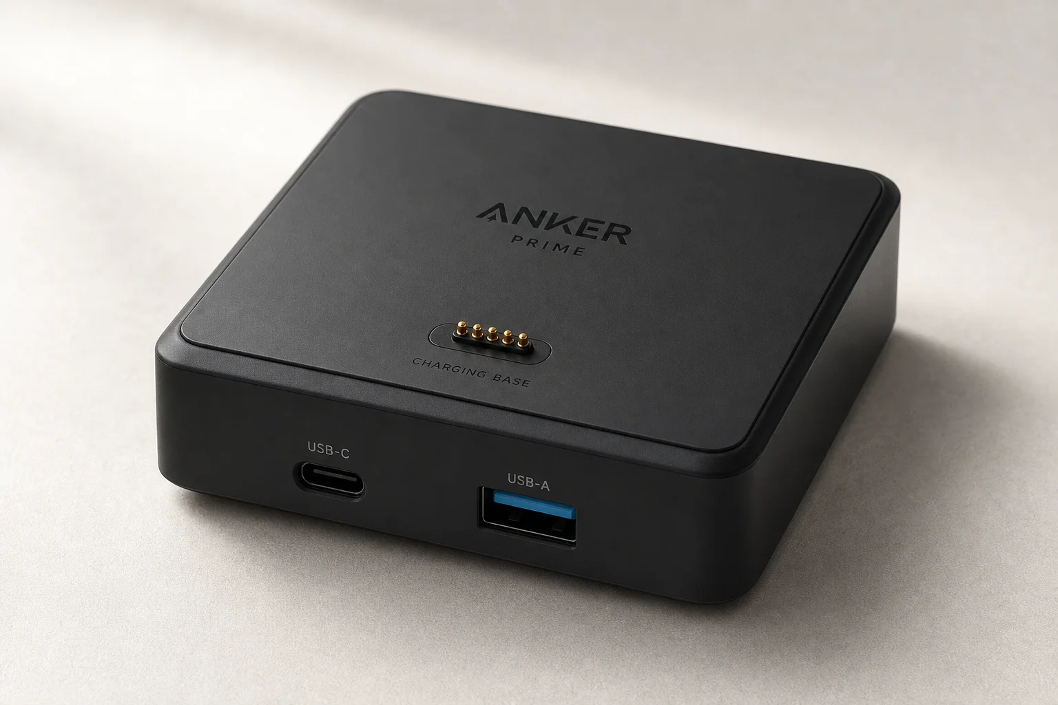 Six Anker power banks arranged on concrete surface showing size and design differences