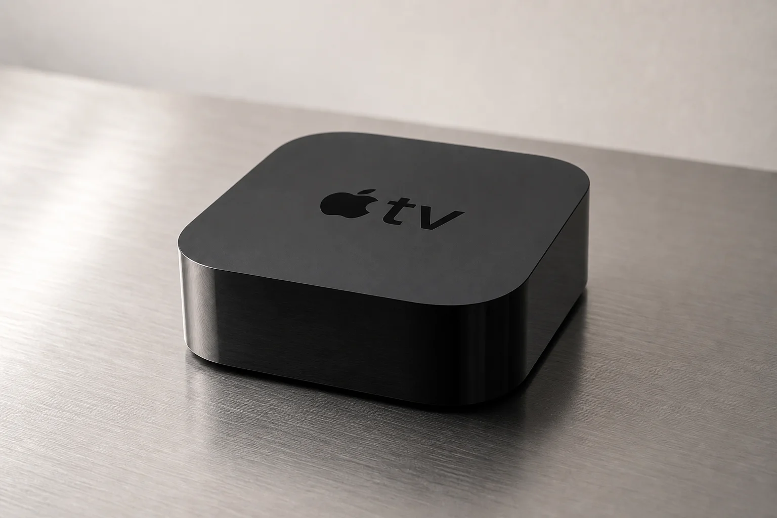Smart home devices including hub, streaming device, thermostat, lock, and lights on a desk