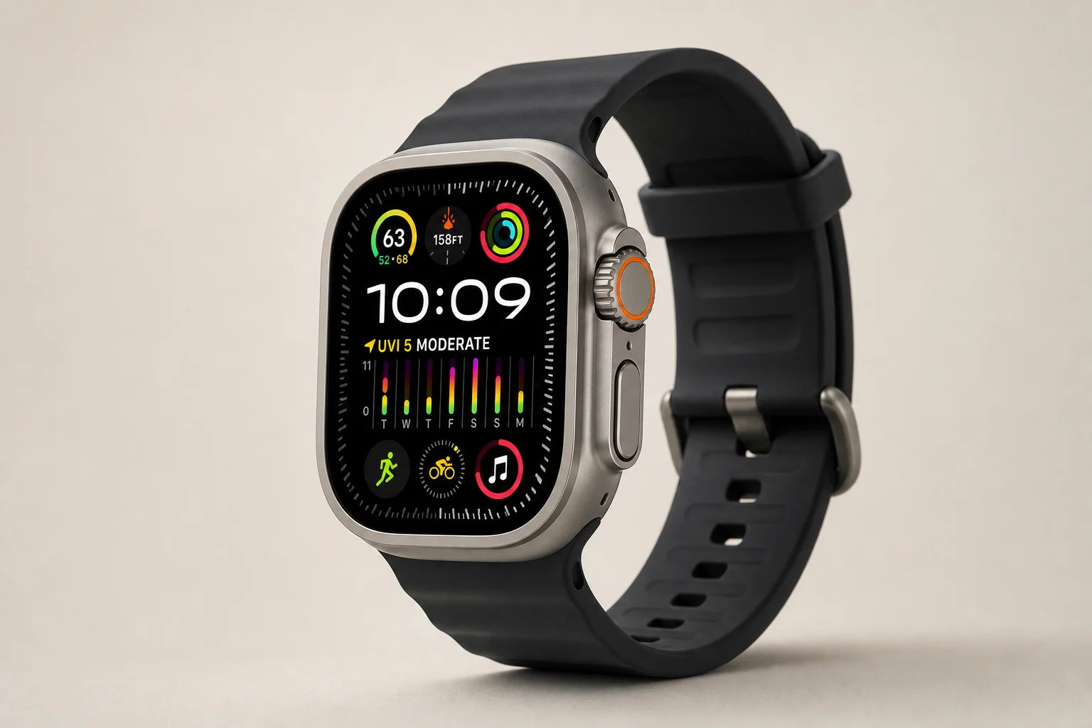 Apple Watch Ultra 3 and Garmin multisport watch side by side on concrete