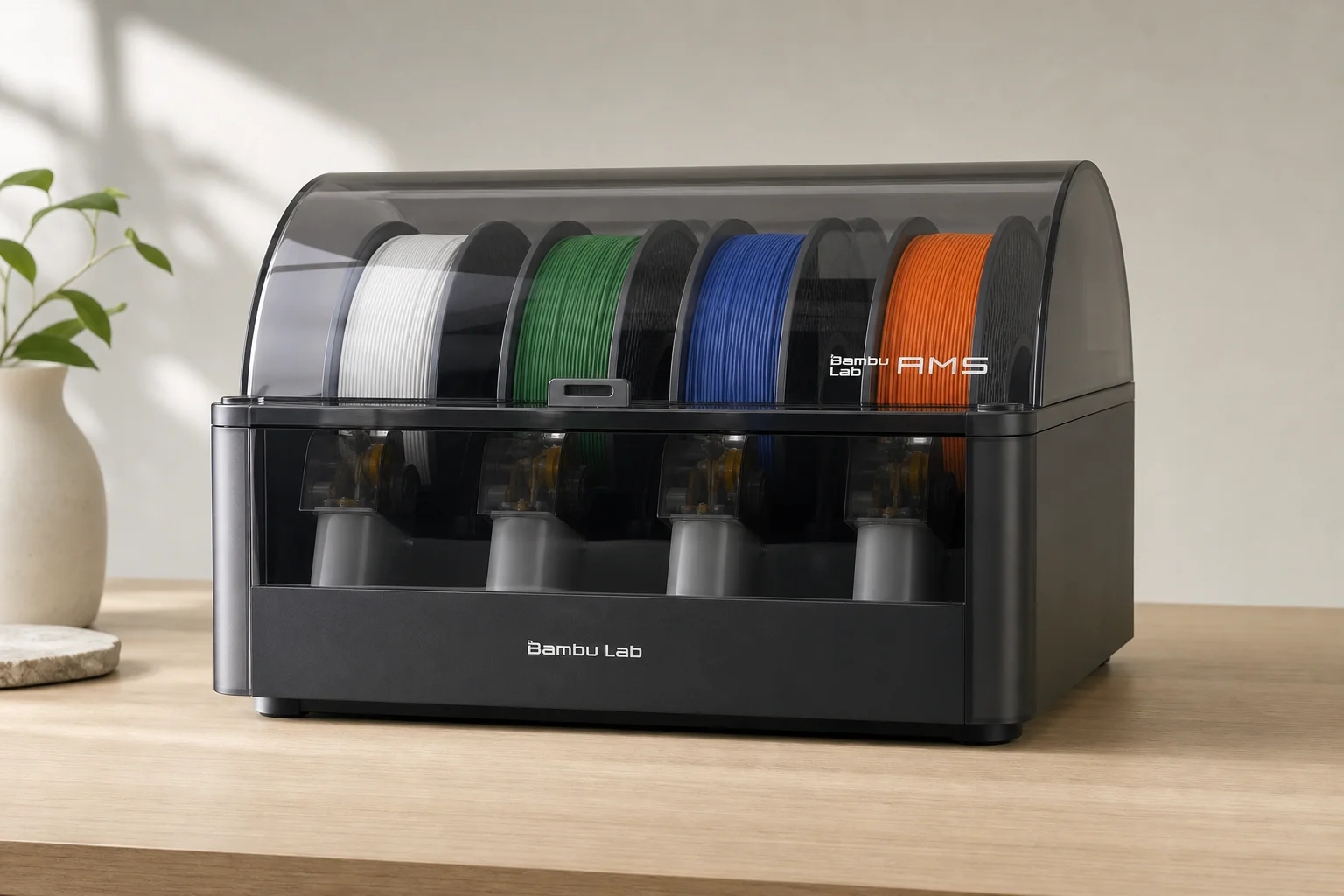 安裝了 MMU3 多色列印升級套件與耗材線軸的 Prusa Core One 3D 印表機