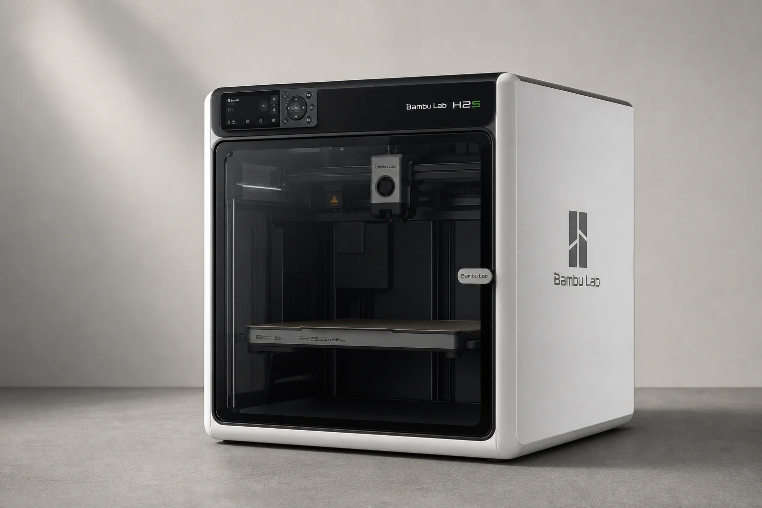 Bambu Lab H2S large-format 3D printer on neutral surface
