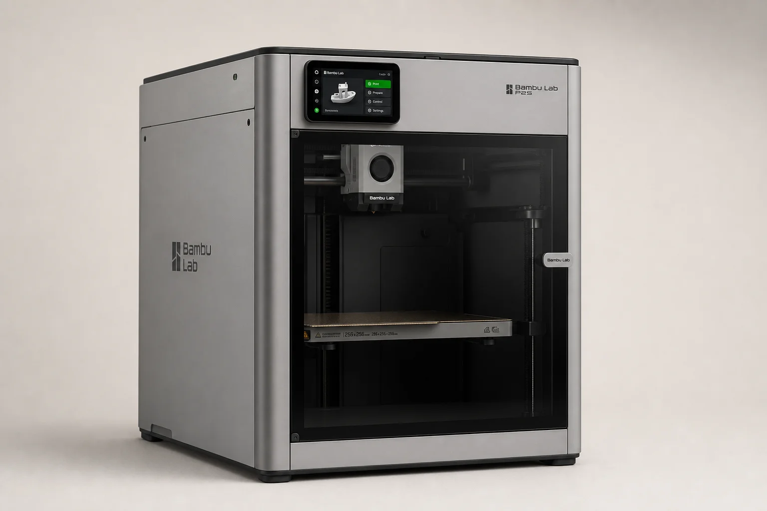 配備五吋觸控螢幕與透明列印室的 Bambu Lab P2S 3D 列印機