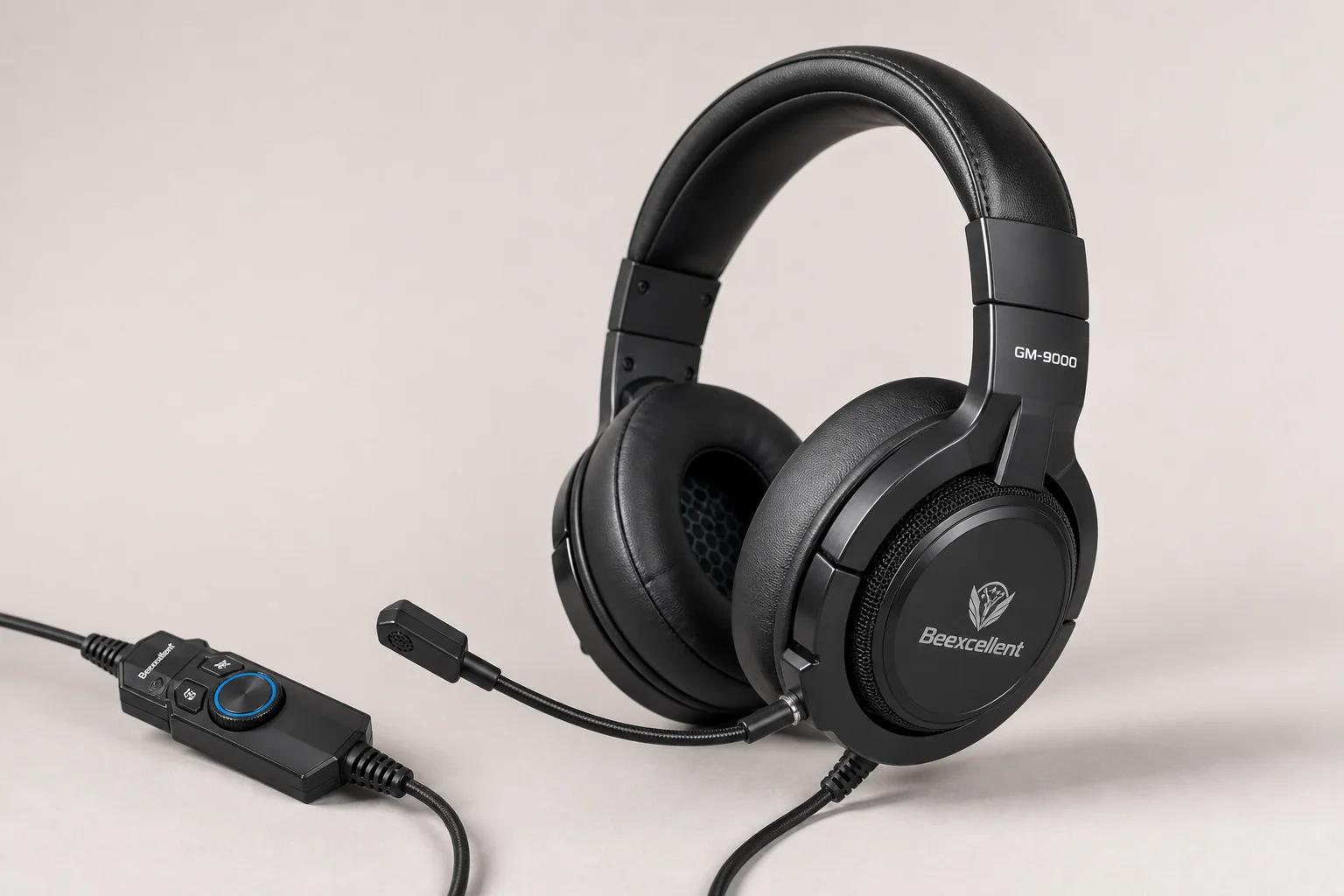 Six budget gaming headsets arranged on concrete surface