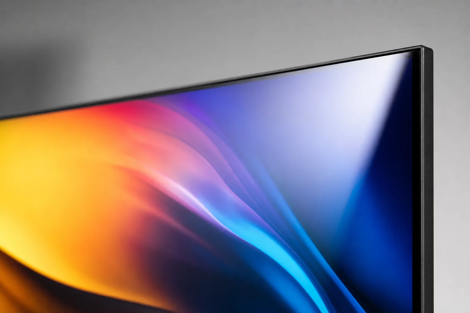 Glossy display panel showing vibrant colors and rich contrast