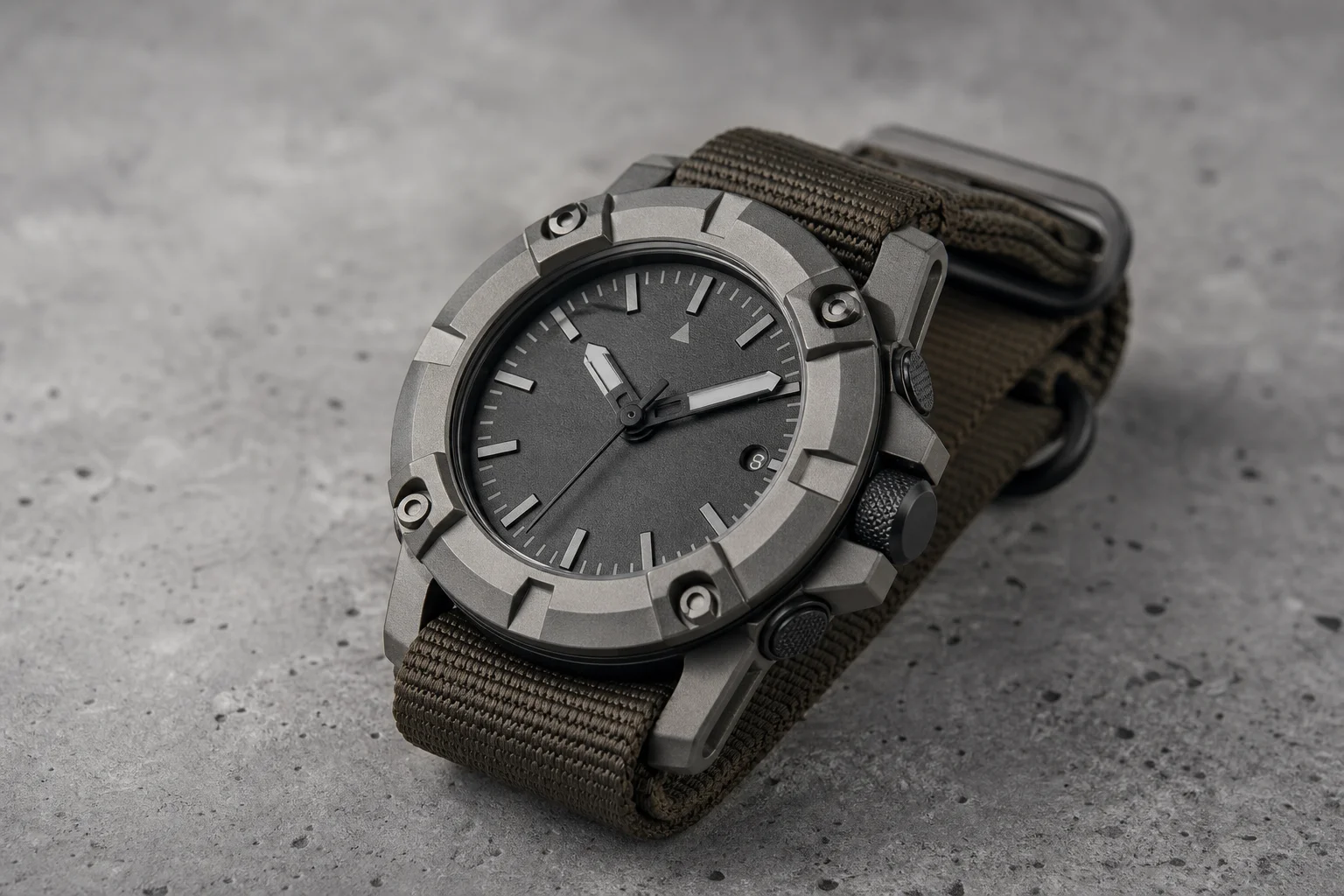 Rugged watch being tested for durability on concrete surface