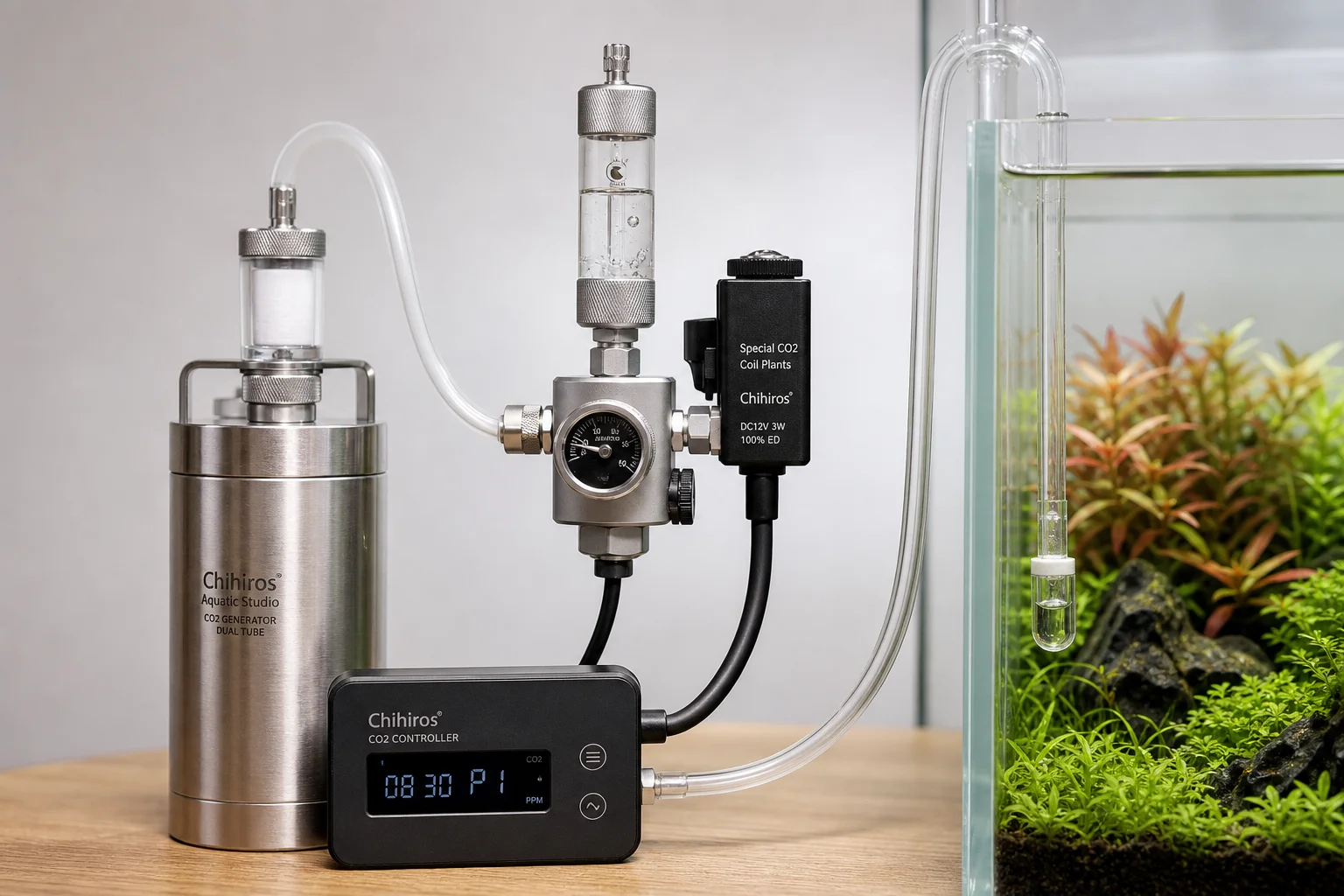 Chihiros CO2 generator kit setup with active bubble counter