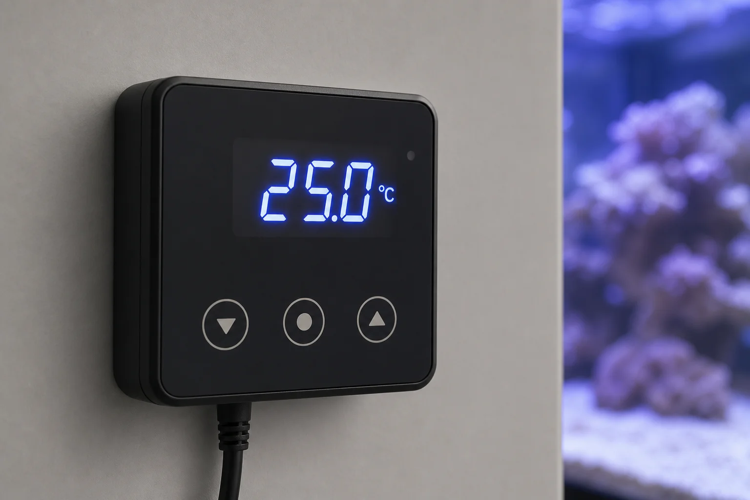 Digital temperature controller display showing real-time reading