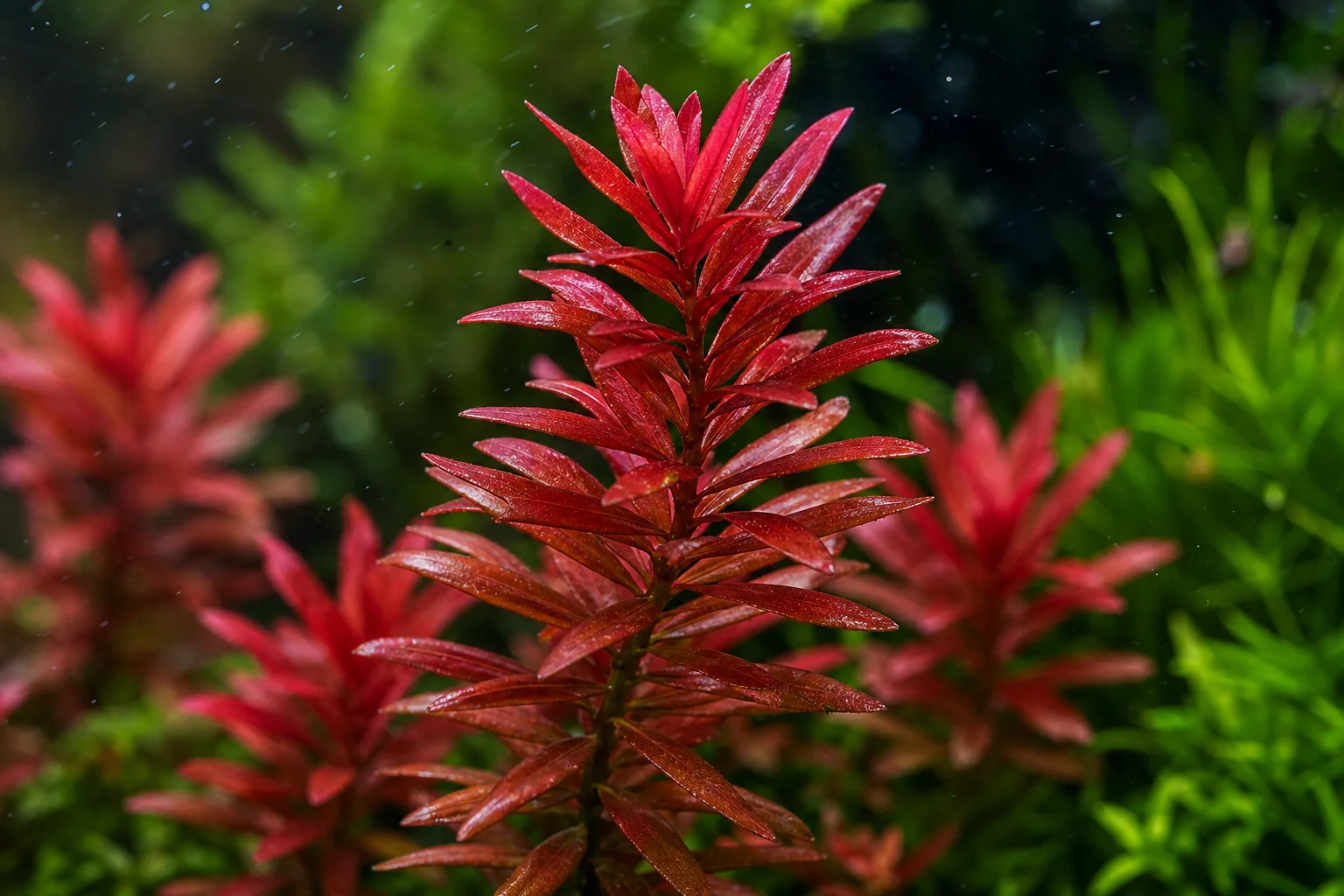 Vibrant red stem plant growth under premium LED aquarium light
