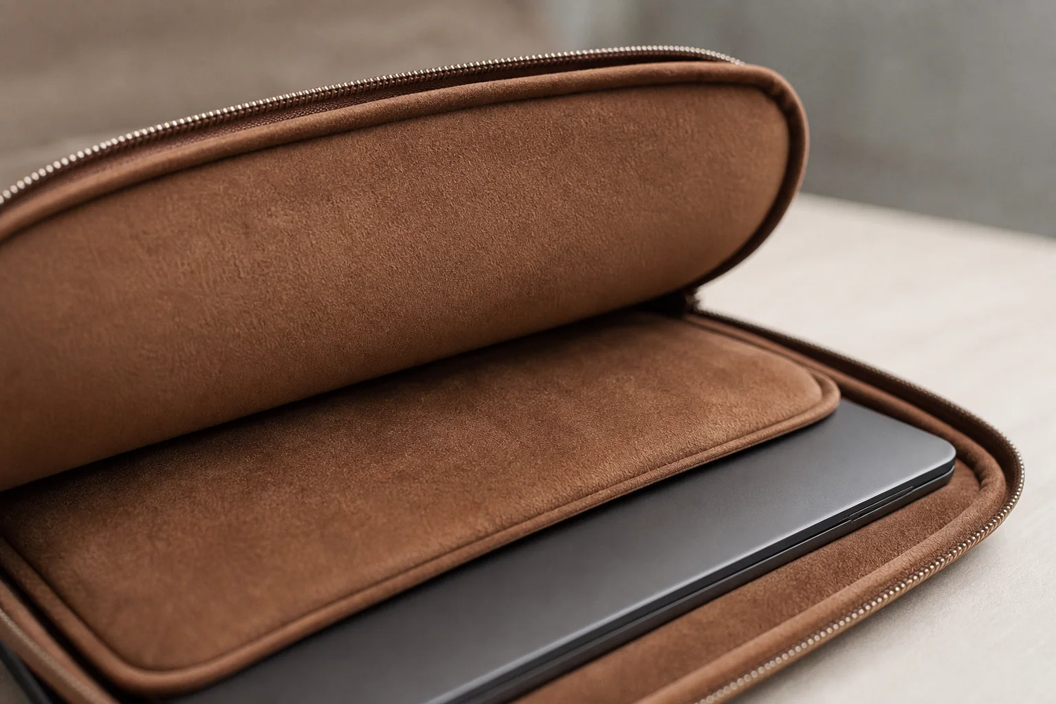 Backpack laptop sleeve with protective padding and velvety interior material