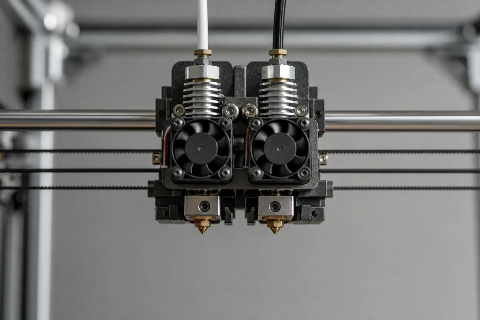 3D 列印機列印頭上的雙噴頭