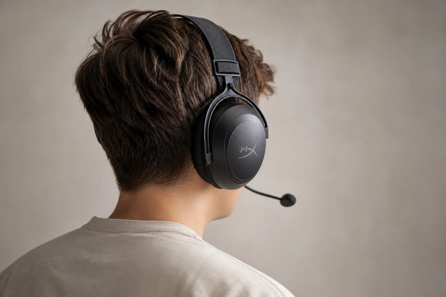 Gaming headset comfort fit showing headband and ear cup adjustment