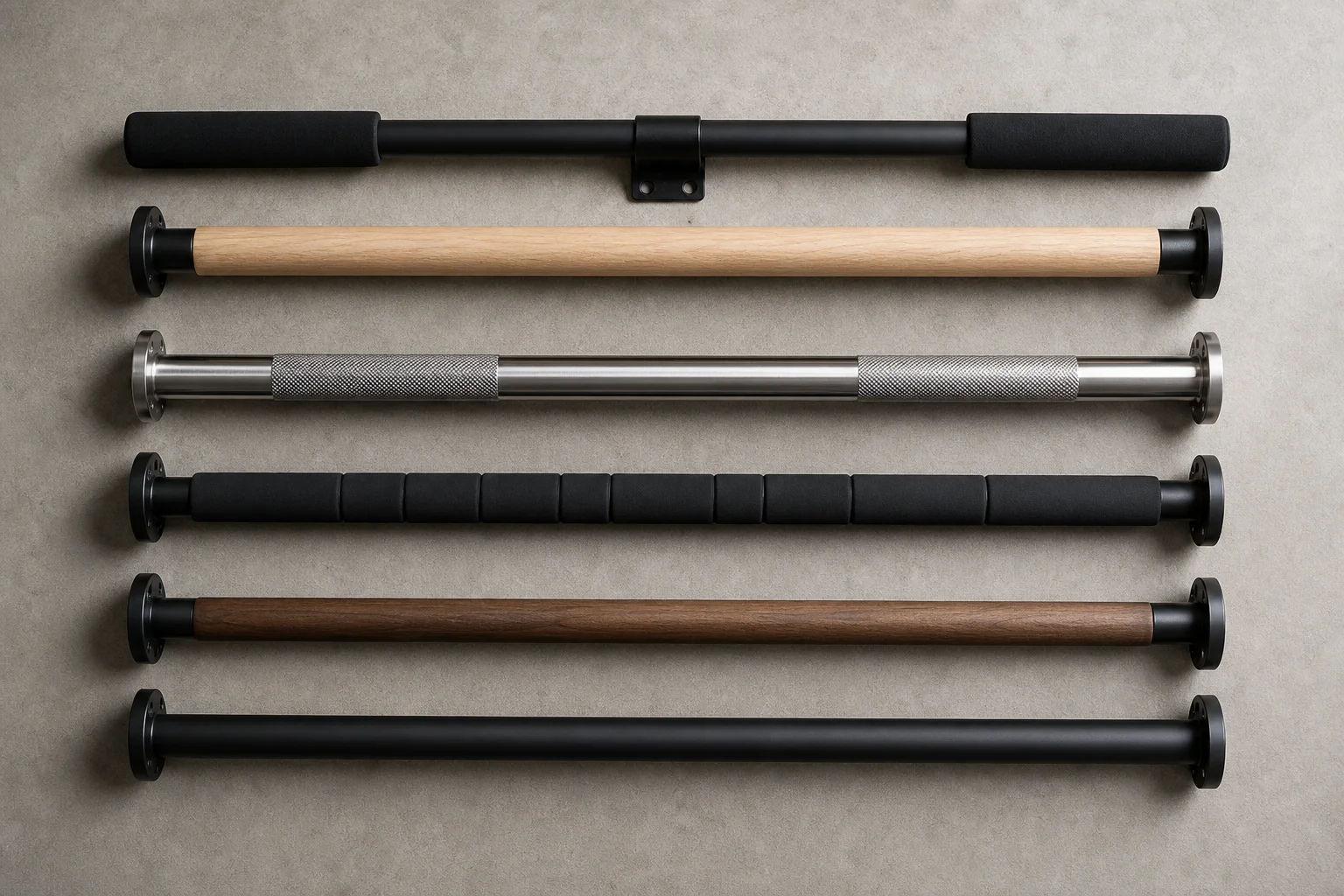 Comparison of multiple pull-up bar grips and materials side by side