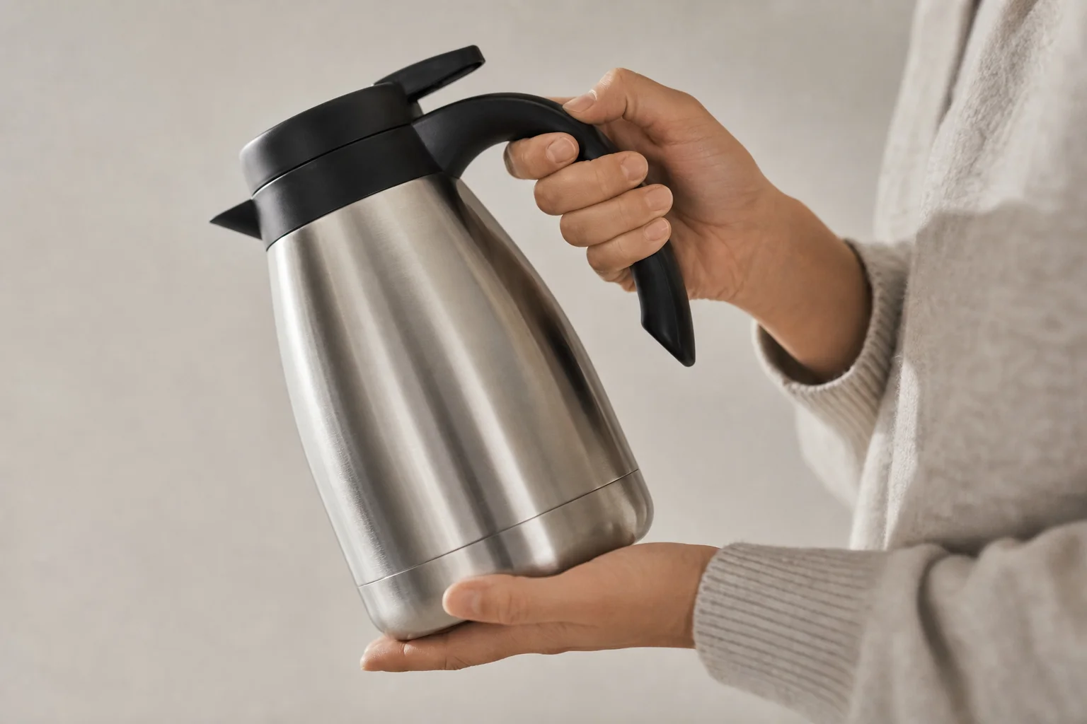 Thermal carafe coffee maker with vacuum-insulated stainless steel design