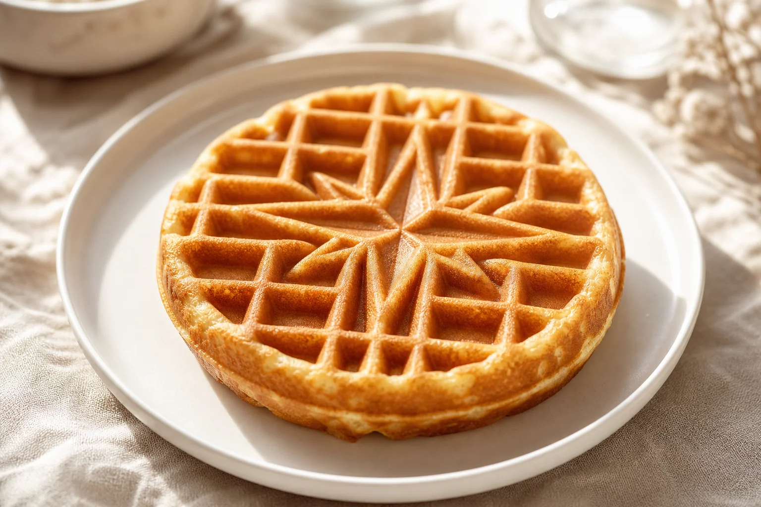 Finished waffles with patriotic star pattern on a plate
