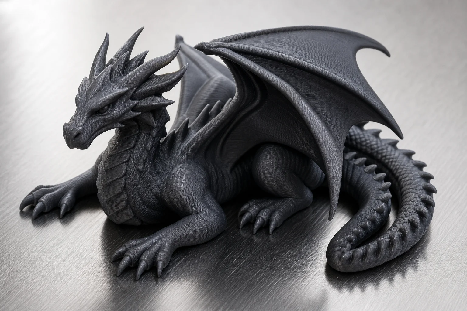 Modèle imprimé en 3D avec une finition de surface lisse sur une surface métallique