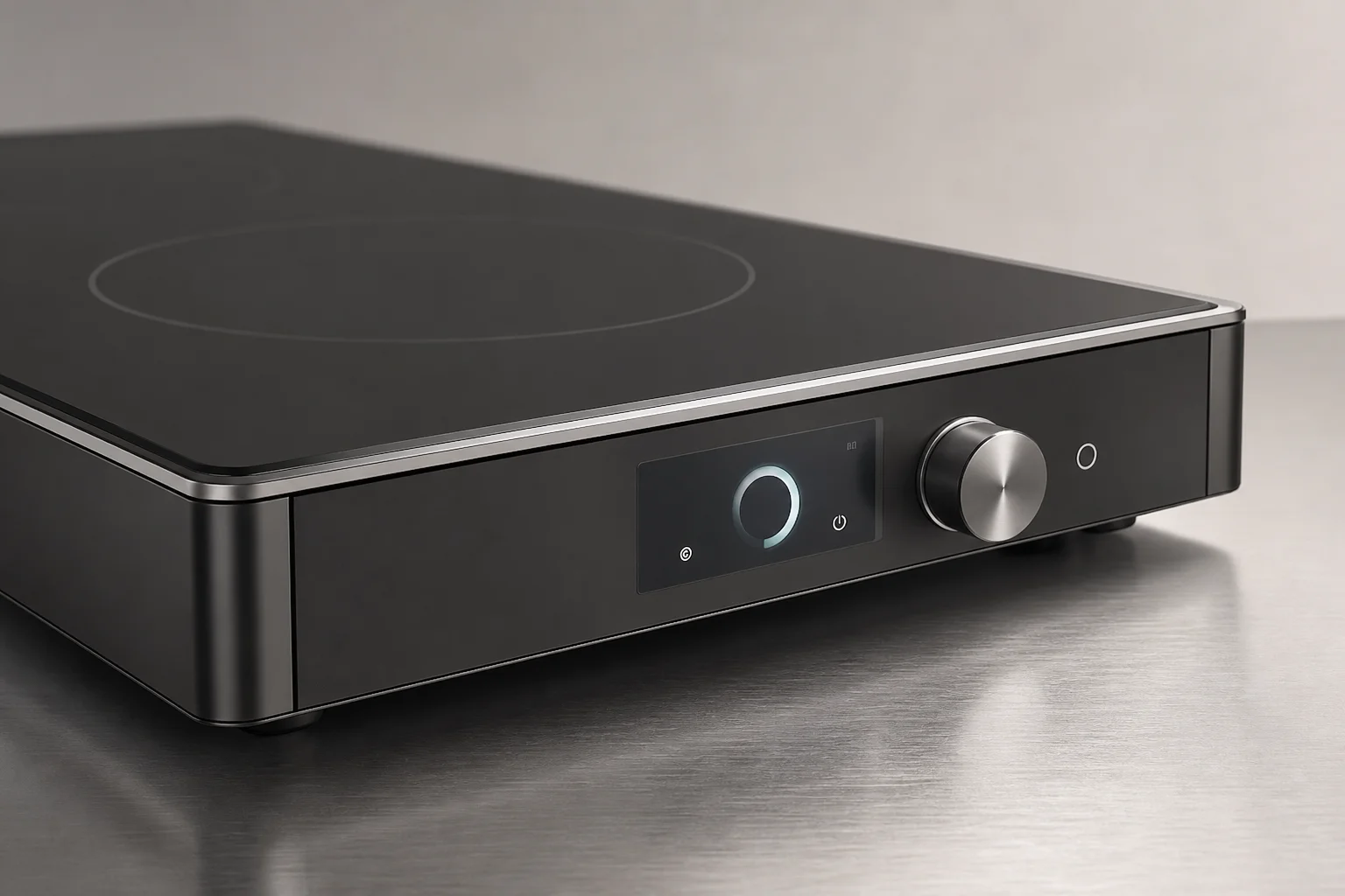 Premium induction burner with digital display and precision control knob