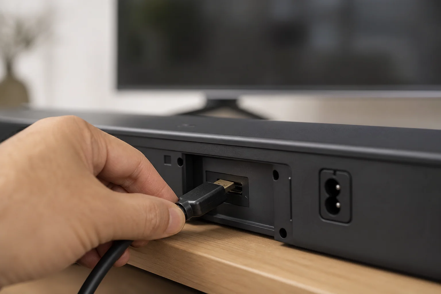連接 Soundbar 與電視的 HDMI eARC 線材