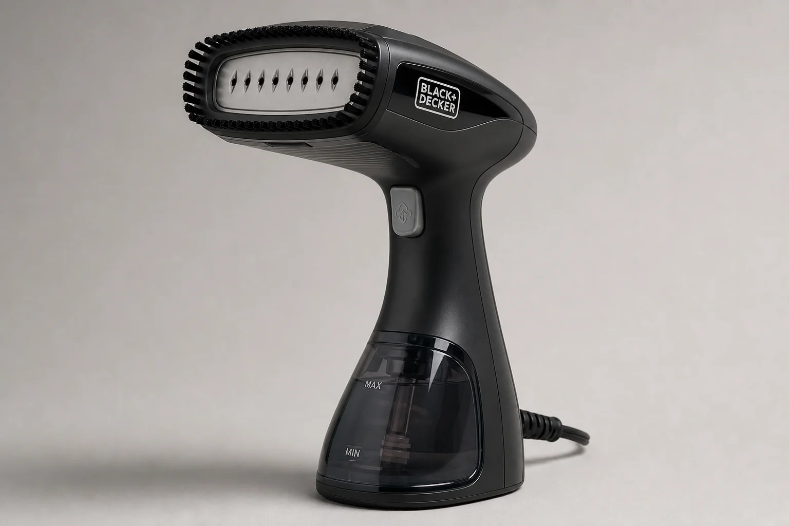 Black and Decker handheld steamer and Philips GC523 upright steamer side by side