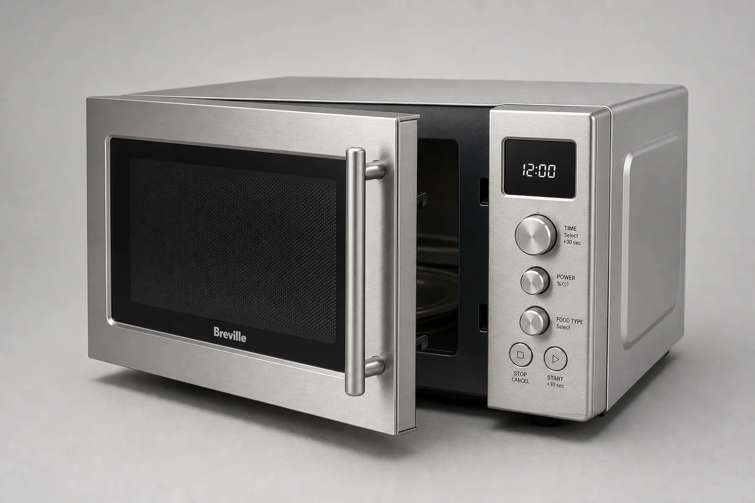 Breville 與 Sharp 檯面式微波爐並排擺放在廚房檯面上