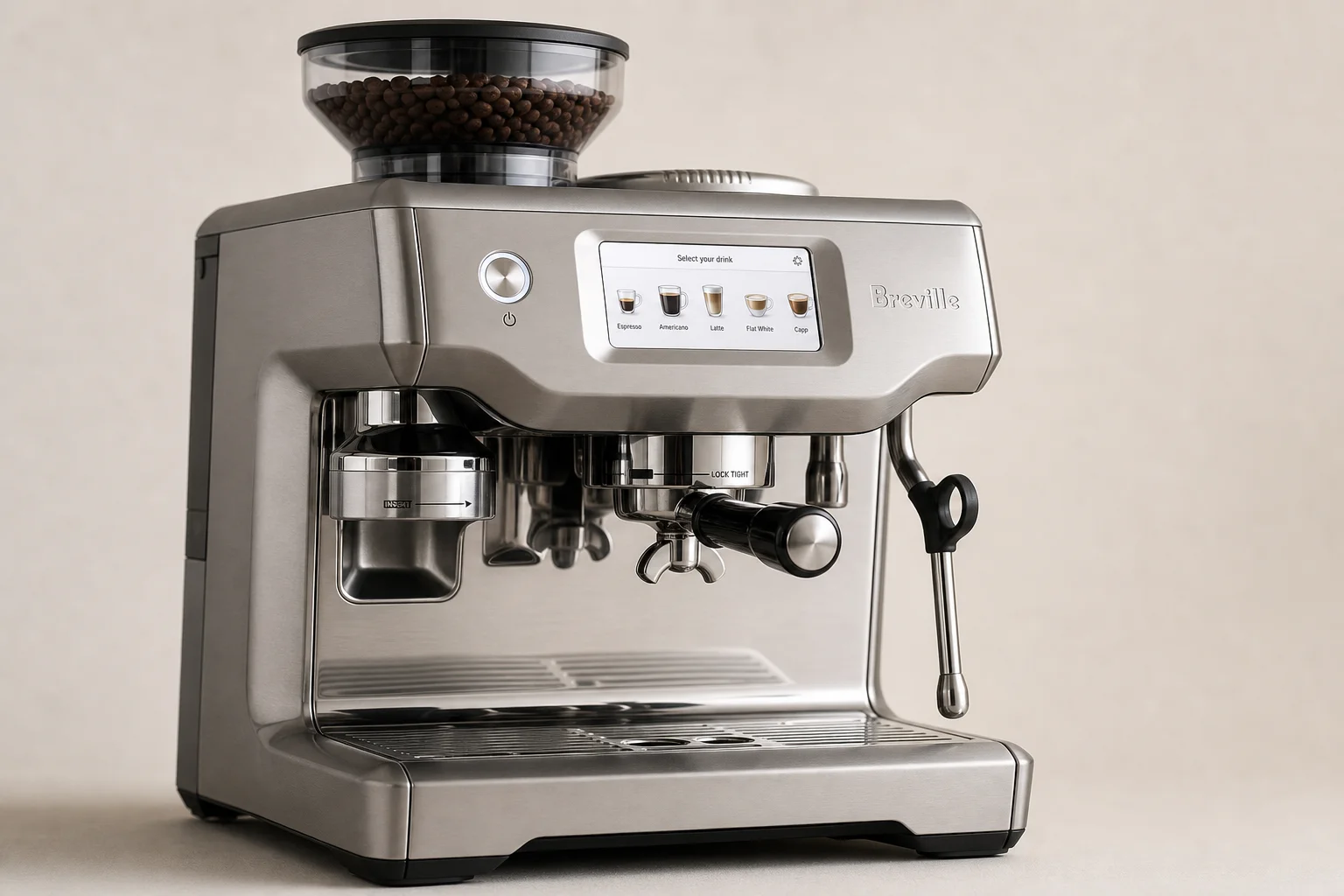 Ninja Luxe Cafe 與 Breville Espresso 咖啡機陳列於灰色檯面上