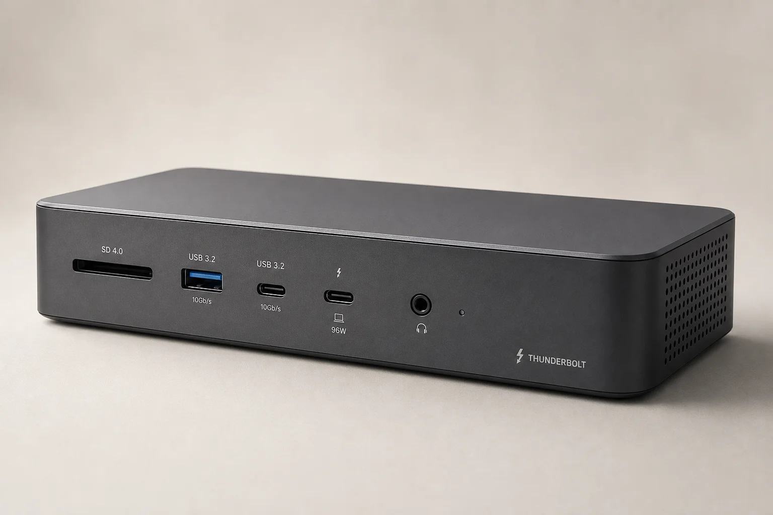 CalDigit TS4 and Element Hub Thunderbolt docks on concrete surface