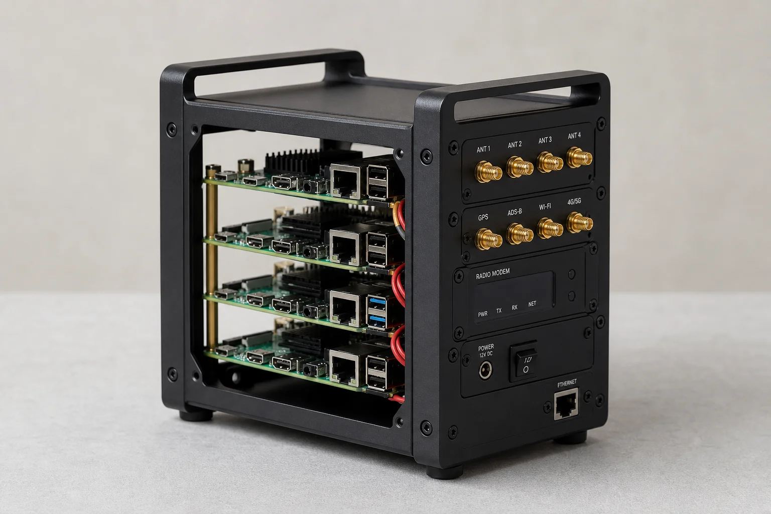 堆疊 Raspberry Pi 與無線電設備的小型機架外殼