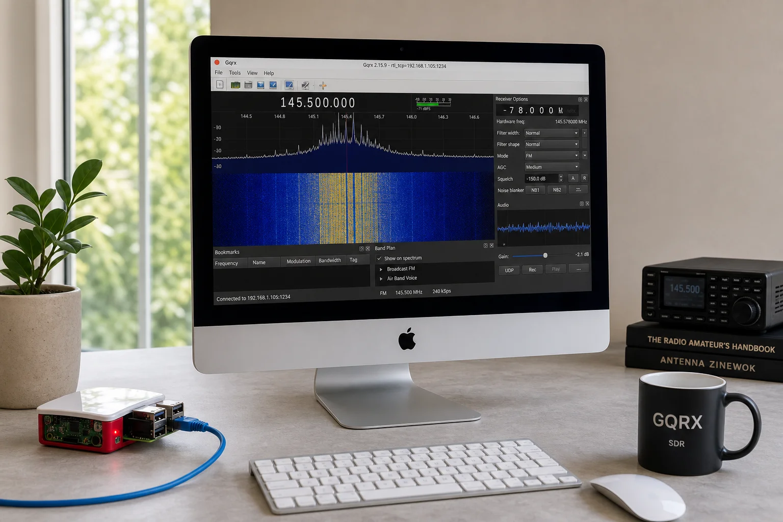顯示遠端 SDR 接收的 Mac 電腦網路串流設定
