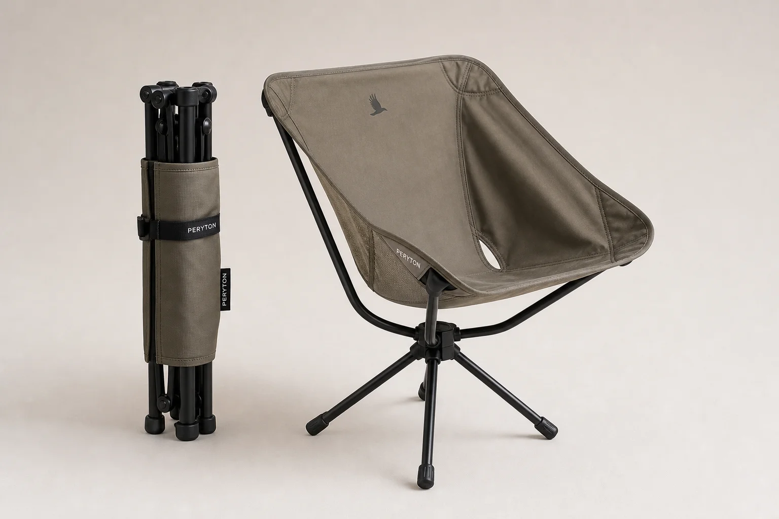 Five lightweight camping chairs arranged on concrete surface showing design variety