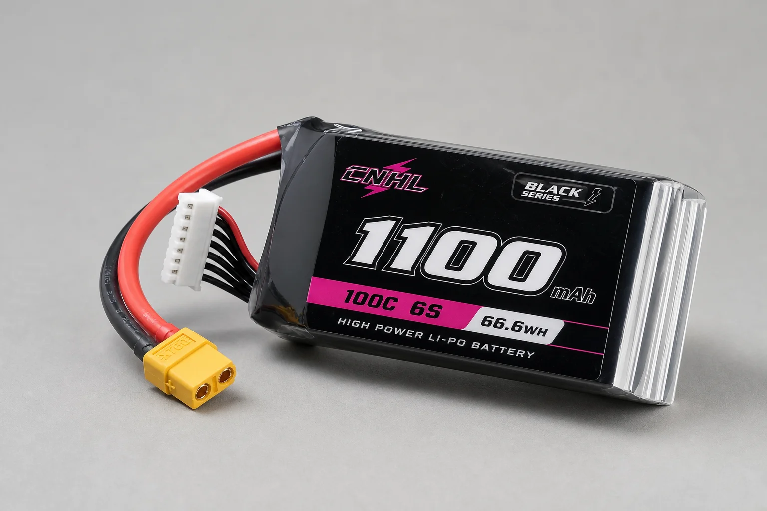 三顆 LiPo 電池組排列在混凝土表面上，展示了 China Hobby Line、Ovonic 和 SMC 型號