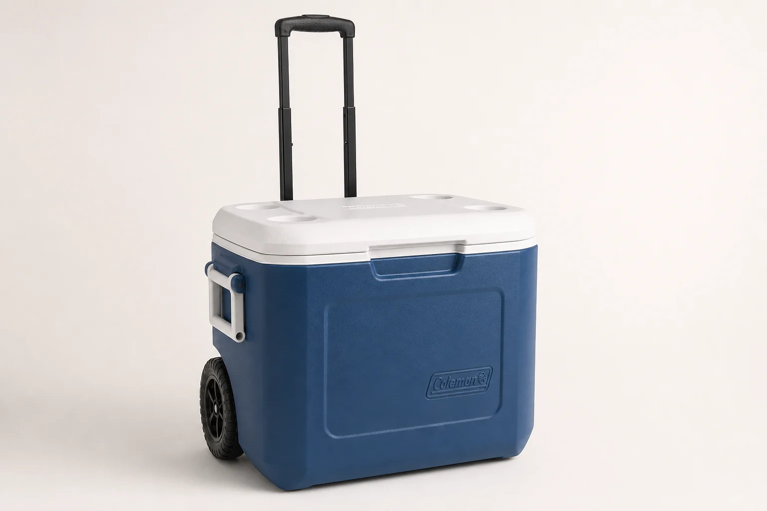 Six coolers of varying sizes and styles arranged on neutral backdrop