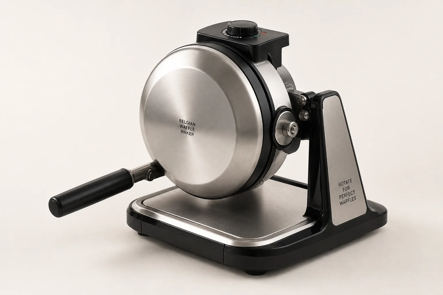 Five Cuisinart waffle makers arranged on concrete surface from budget to premium models
