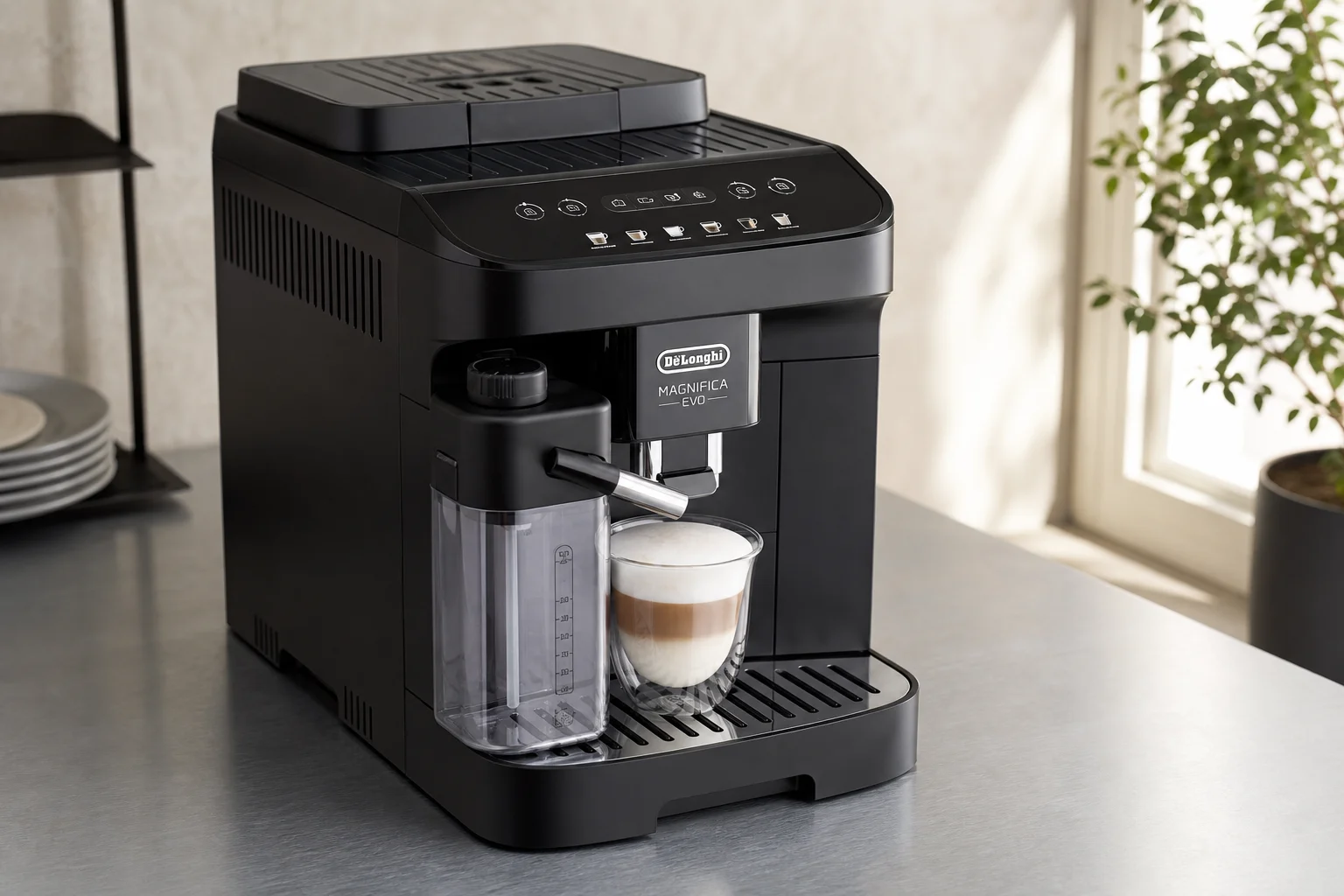 Six bean-to-cup espresso machines arranged in a line showing size progression from compact to large