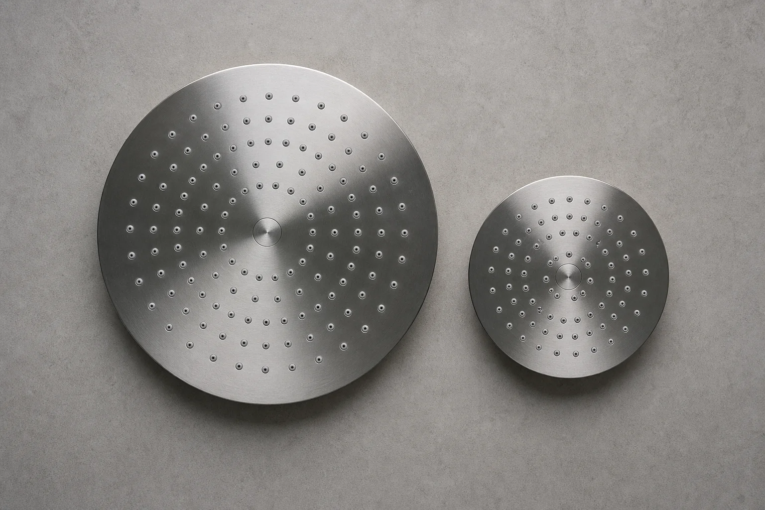 Comparison of two shower screens side by side showing size difference