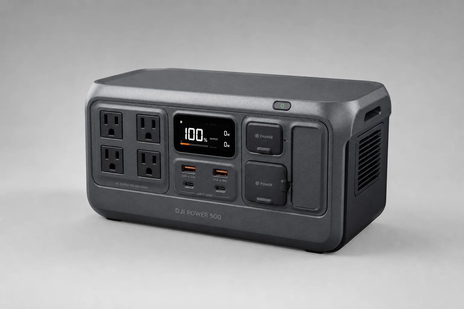 Collection of portable power stations from compact to large capacity models on concrete