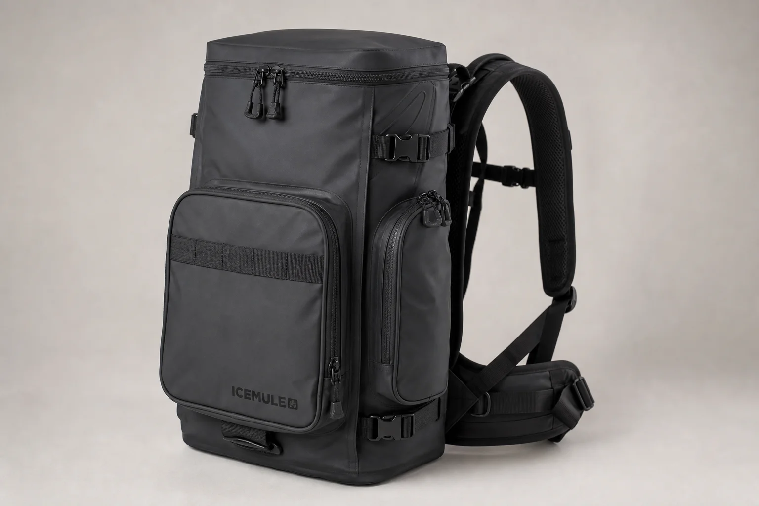 Five backpack coolers displayed on neutral backdrop showing different designs and materials