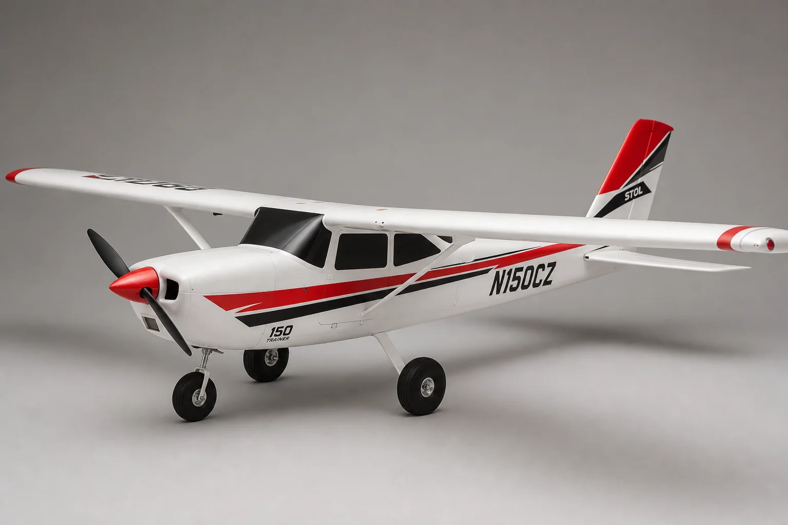 Five beginner RC planes displayed on neutral backdrop