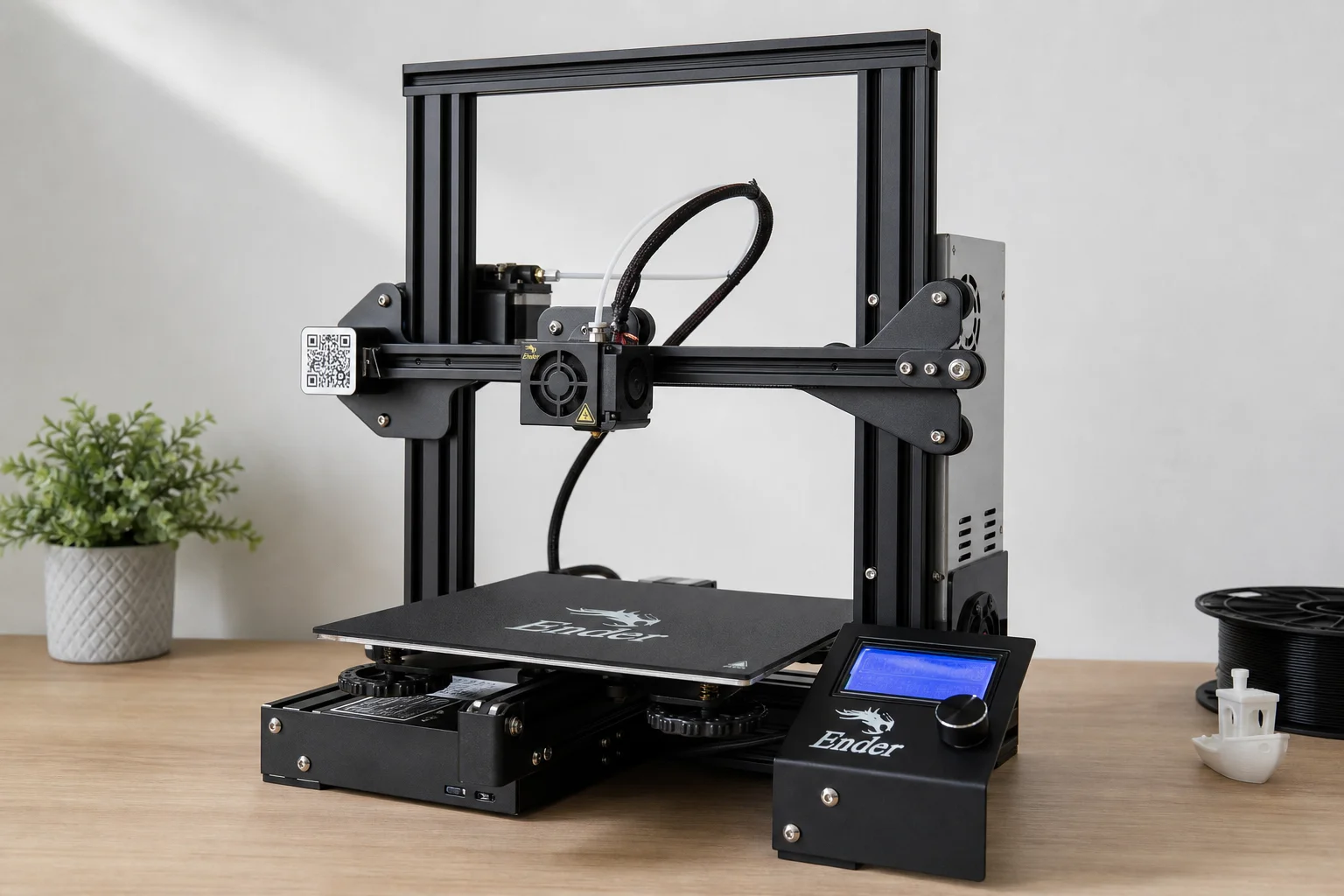 放置於中性背景上的 Ender 3 Pro 3D 印表機