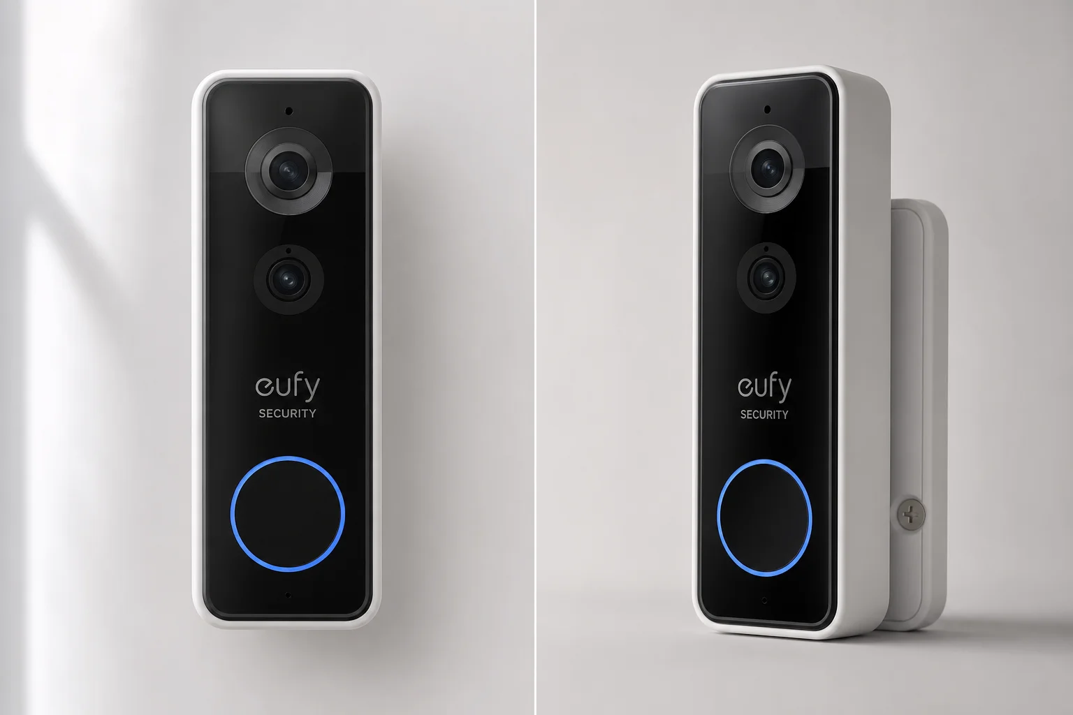 包含 HomeBase 3、門鈴、旋轉攝影機與泛光燈的 Eufy 安全監控系統設備，放置於水泥地面上