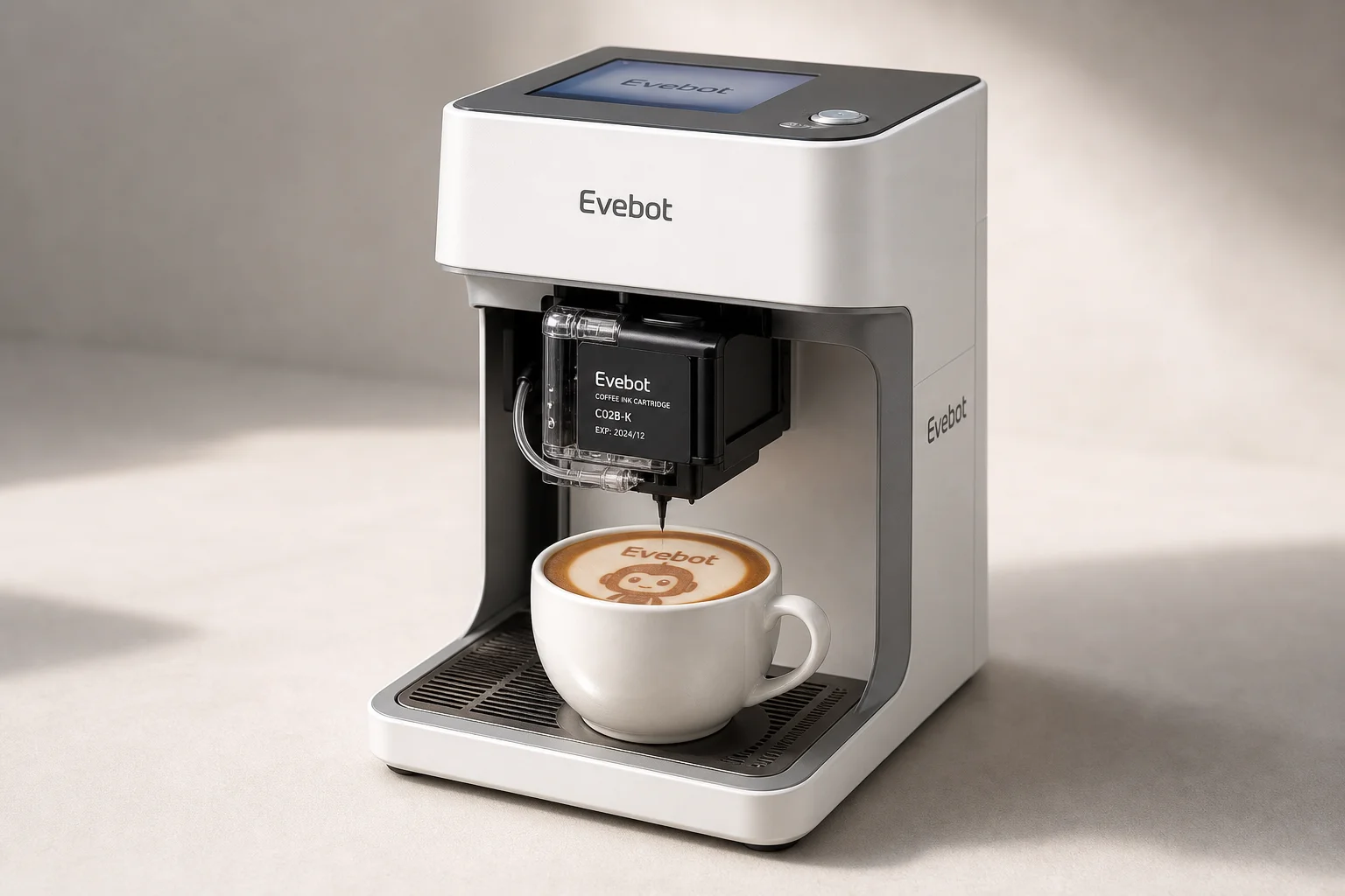 Collection of five coffee brewing and roasting devices arranged on concrete surface