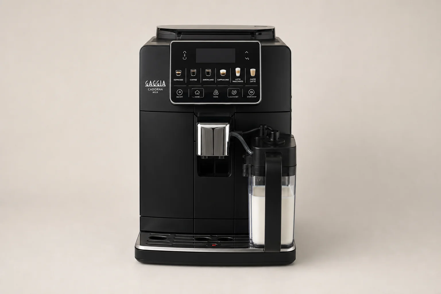 Six bean-to-cup espresso machines arranged in a line showing size progression from compact to large