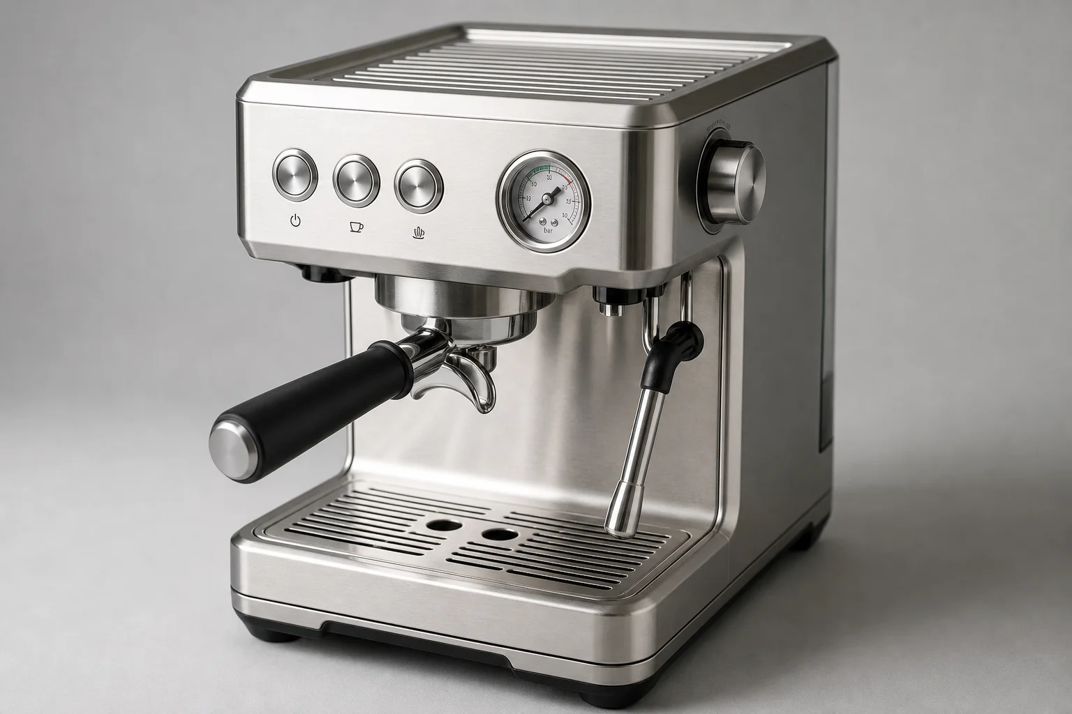 コンクリートの表面に一列に並べられた5台の家庭用Espressoマシン