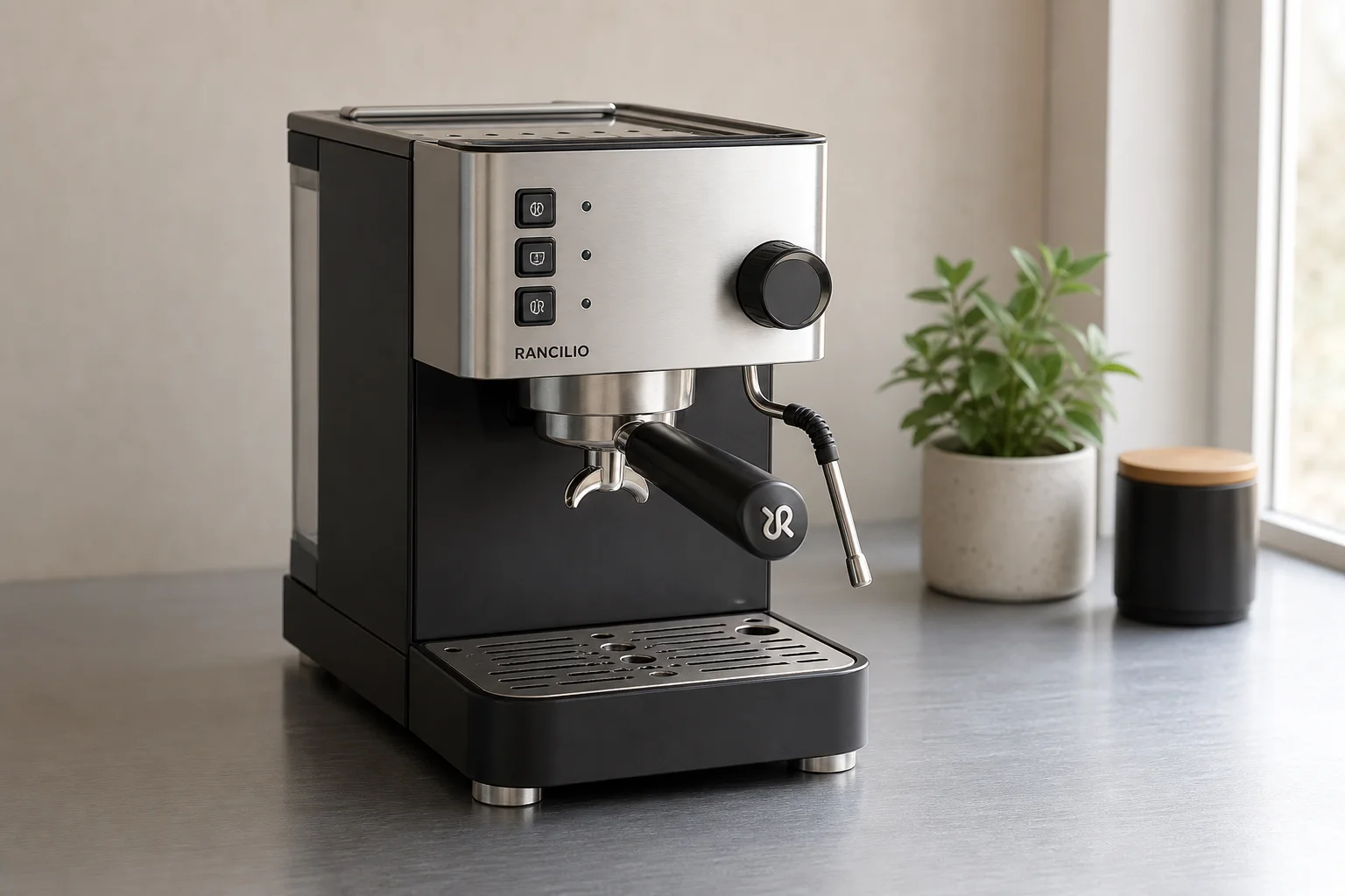 Five Gevi coffee machines displayed on concrete surface