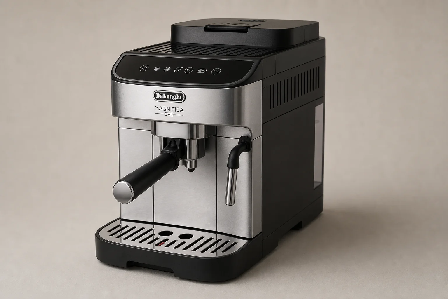 Five Gevi coffee machines displayed on concrete surface