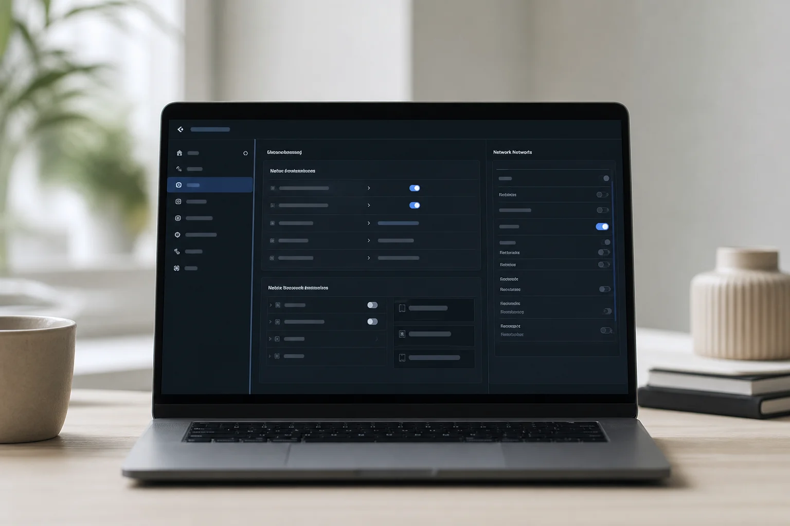 Laptop screen showing KVM admin interface with security settings