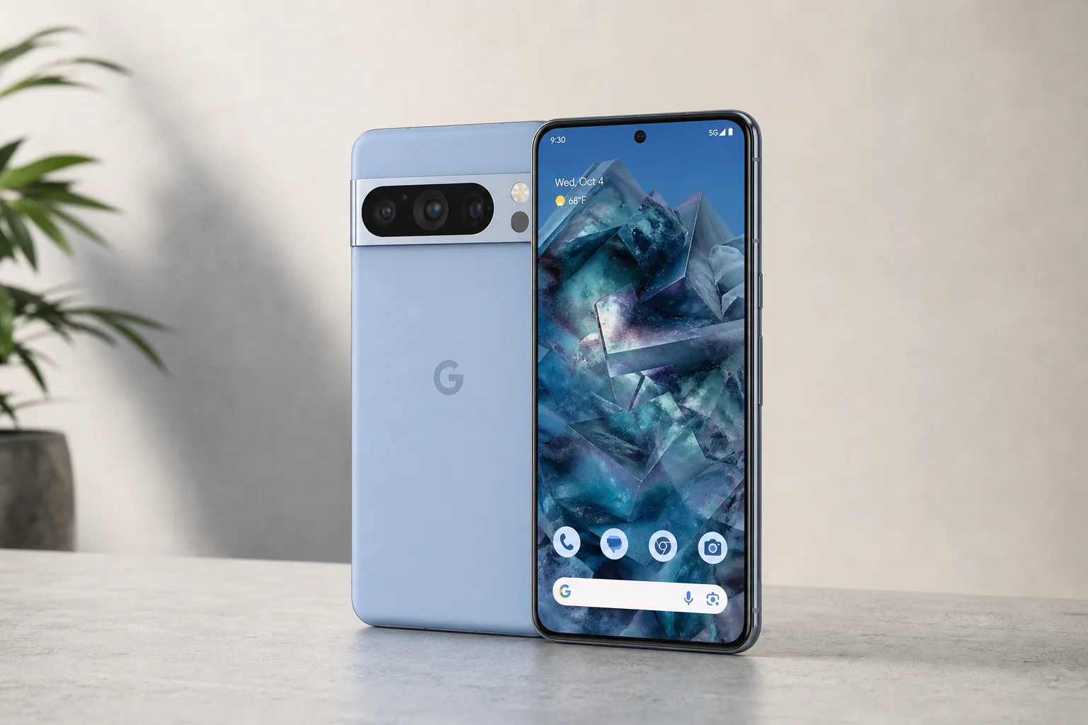 Cinq smartphones disposés sur du béton montrant leurs modules photo et leurs designs
