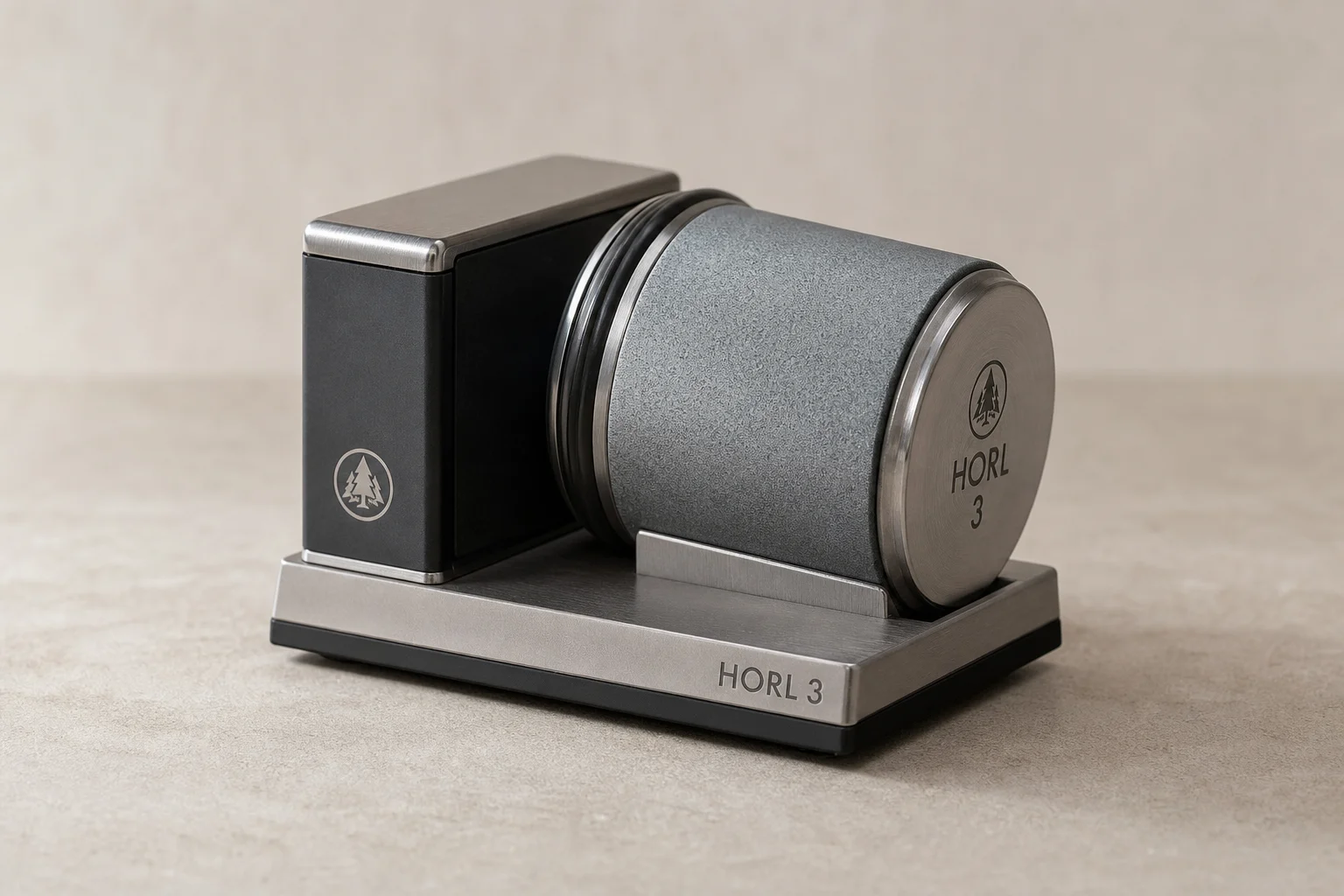 Five different knife sharpeners arranged on concrete surface