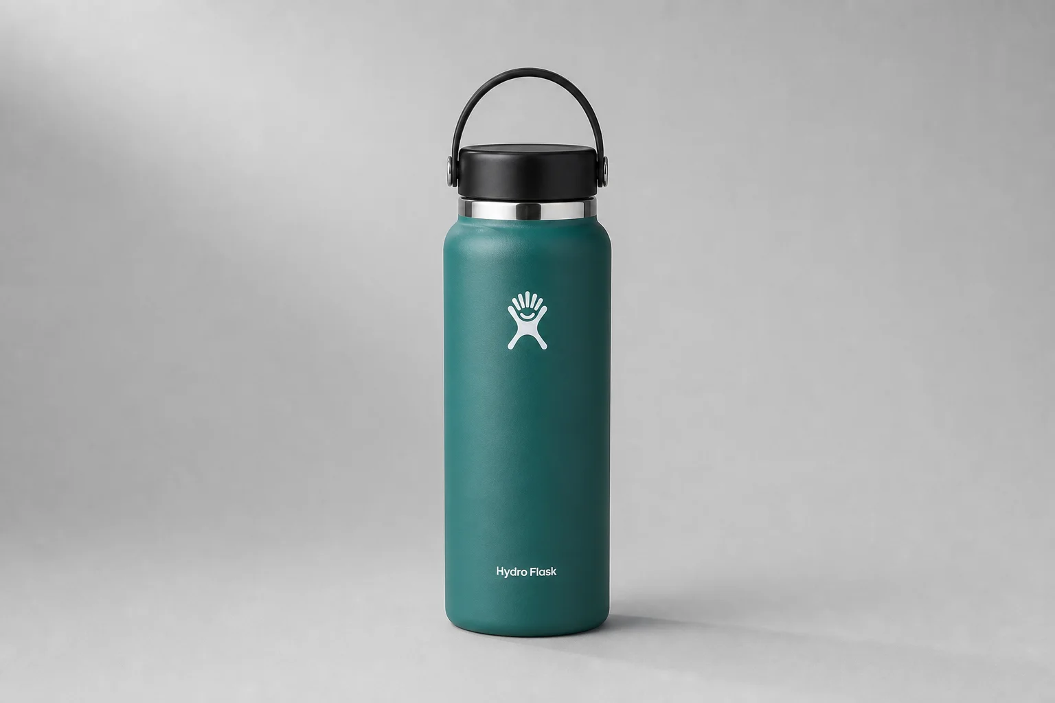 三款水瓶：Nalgene 塑膠水瓶、Klean Kanteen 不鏽鋼水瓶以及 Hydro Flask 保溫瓶放置在水泥地上