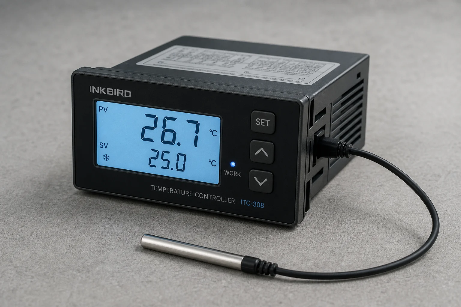 Three aquarium heaters: glass, titanium, and plastic-housed models on neutral backdrop